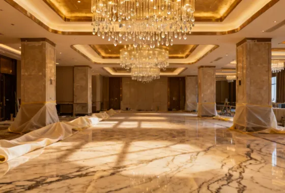 Ram Board floor protection in hotel and hospitality renovation